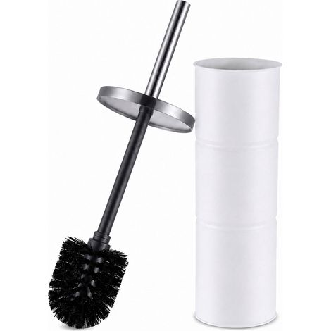 Set di scopini per WC con manico in acciaio inossidabile, bianco (1/5)