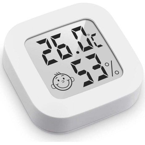 Mini thermomètre et hygromètre numérique de haute précision pour une utilisation en intérieur. Mesure de la température et de l'humidité. Thermomètre-hygromètre avec indicateur de confort. (1/4)
