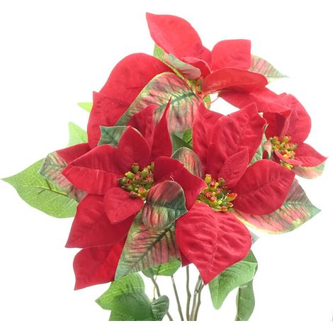 Weihnachtsstern - Poinsettienbusch Rot 45 cm - Kunstblumen