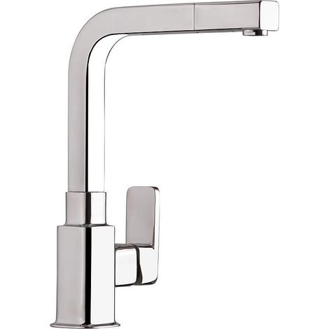 Mitigeur d´évier inox Noblesse inox mat, douchette extractible saillie 222mm (1/2)