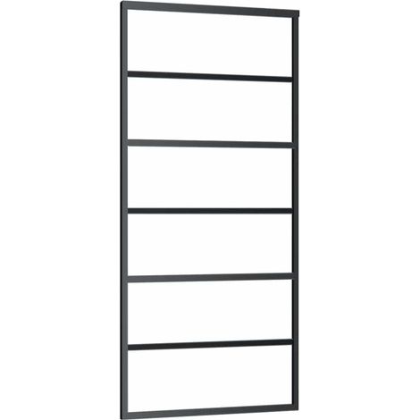Sliding Door ESG Glass and Aluminium 90x205 cm Black vidaXL