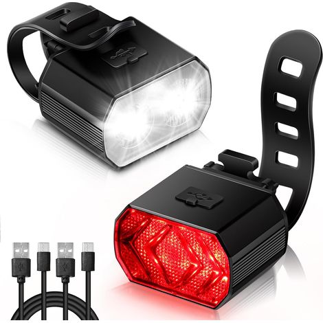 Fahrradlicht-Set – Scheinwerfer und Rücklicht, lange Akkulaufzeit, USB-Aufladung, IPX6 wasserdicht, 6 Beleuchtungsmodi, leicht und langlebig, geeignet für alle Fahrräder und verschiedene Fahrradbeding (1/5)
