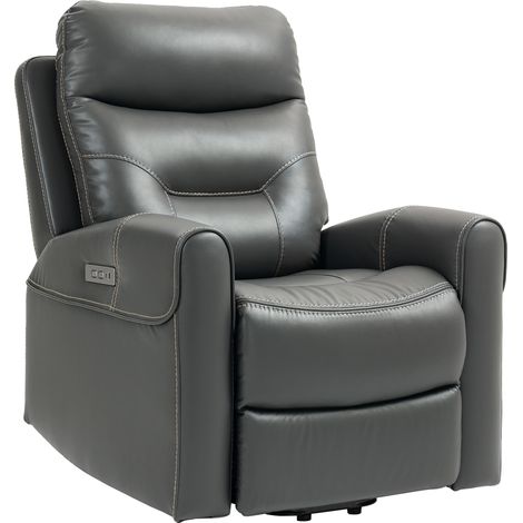 Power Lift Recliner Chair for Elderly, Overstuffed Faux Lear Riser and Reclining Chair with USB A+C Ports, Recliner Armchair for Living Room, Charcoal Grey (1/5)