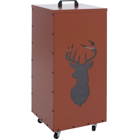 Pelletbehälter HHG-251 Hirsch, Pelletbox Aufbewahrungsbox für z.B. Tierfutter, Rollen Füße 86x37x37cm kupferfarben (1/5)