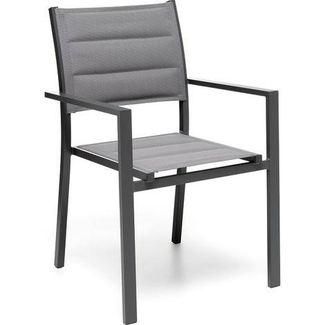 GLOUPIE Poltrona Da Esterno Alamos In Alluminio Verniciato Antracite, Impilabile, L 57 x P 58 x H 86 Cm, Seduta In Textilene (1/5)