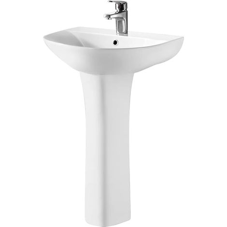 Nuie Freya Basin and Full Pedestal 550mm Wide - 1 Tap Hole