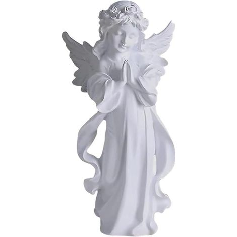Statue d'ange, ange de cimetière, figurine en résine blanche, statue décorative, pour la maison, le jardin, les mariages, Nol et autres décorations (taille moyenne) (1/4)