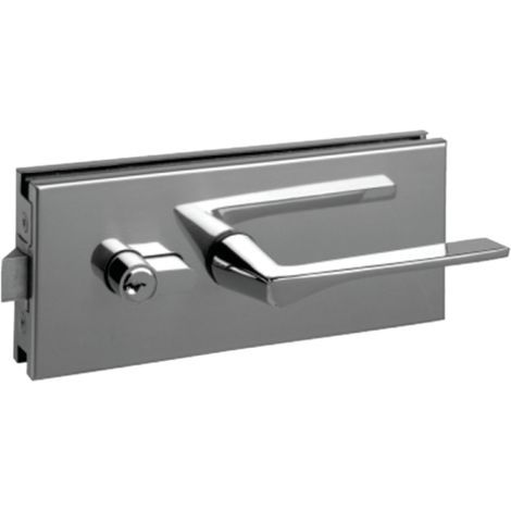 METALUX Glastürschloss mit quadratischem Griff und rechteckiger Platte 77x185 mm - NM90451000