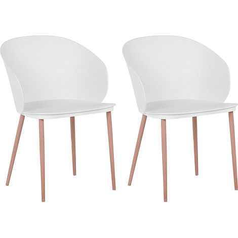 Set di 2 Sedie da Pranzo in Materiale Sintetico Bianco Gambe in Metallo Blaykee