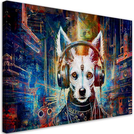 Tableau sur toile Tableau sur toile Chien dans un casque Abstraction 90x60 (1/5)