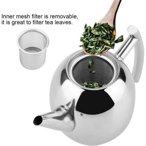 Théière - - Acier inoxydable - 1000ml/1500ml - Filtre amovible - Ergonomique