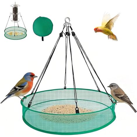 Hanging Bird Feeder, Sturdy and Durable Hanging Bird Feeder, and Exquisite Bird Seed Catcher Tray for Patios and Gardens (Green) (1/5)