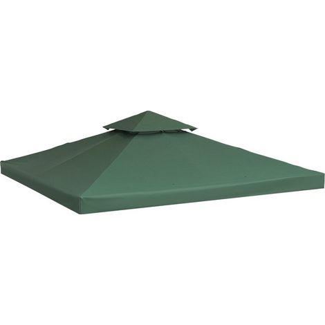 Toile de Rechange pour pavillon tonnelle Tente 3 x 3 m Vert foncé (1/5)