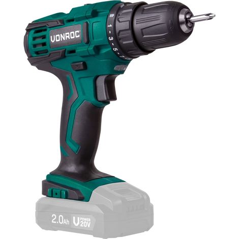 VONROC Taladro inalámbrico - VPower 20V (sin batería) – Incl. puntas de destornillador y un bolsa de almacenamiento