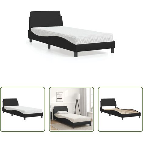 Kunstlederbett -  Bett mit Matratze "Dover" Schwarz 80x200 cm Kunstleder (1/5)