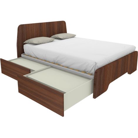 Letto matrimoniale 160x200 con testate sagomate e cassettoni - Noce Caracalla