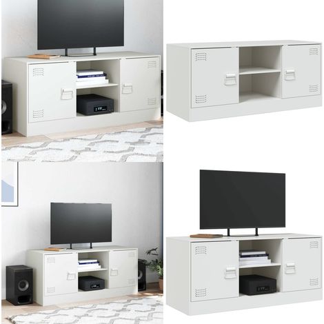 Mobile Porta TV Bianco 99x39x44 cm in Acciaio - TV Stand - Mobile TV in Acciaio