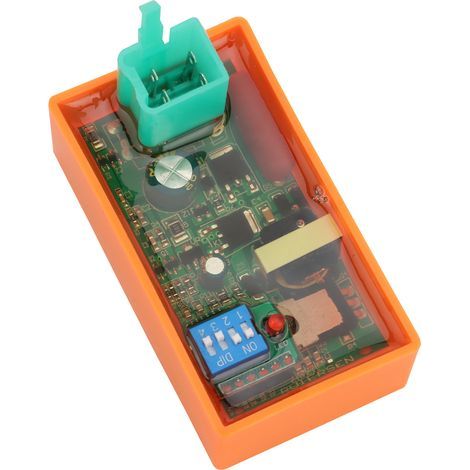 4-pin CC CDI ignition with adjustable DIP switches, compatible with high-performance universal ignition modules for 50-125cc motorcycles/ATVs/scooters. (1/4)