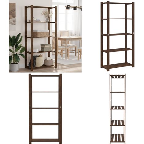 Support de rangement à 5 niveaux marron 80x38x170 cm bois pin - Etagere Bois - Rangement Atelier - Rangement Maison - Support De Rangement - Mobilier Industriel - Home & Living (1/5)