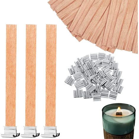 Mèche Pour Bougie En Bois - 8 mm x 90 mm - Pour Fabrication Maison De Bougies - 80 Pièces (1/5)