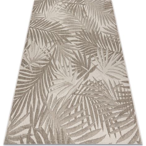 TAPPETO DI SPAGO SIZAL FLOORLUX 20504 FOGLIE szampański / grigio scuro GIUNGLA beige 60x110 cm