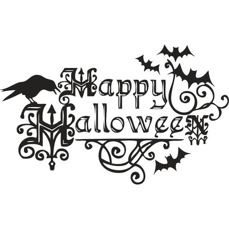 Abnehmbarer schwarzer Vinyl-Wandaufkleber, dekorativer Selbstklebeaufkleber für Wohn- oder Schlafzimmer, Halloween-Motiv, 57 x 35 cm (1/5)