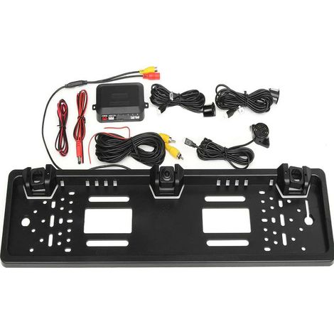 Kit Auto Porta Targa Posteriore Telecamera 2 Sensori Parcheggio Retromarcia