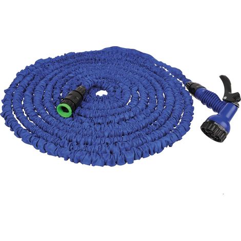 Tuyau d'arrosage extensible pour caravane, camping-car, accessoire de caravane, dimensions 5-15 m, bleu/noir (1/5)