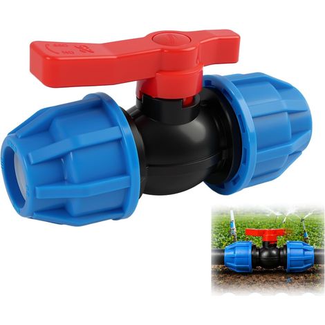 Robinet à boisseau sphérique pour raccords de tuyau d'eau 25 mm,Raccord Tuyau avec Vanne a Bille,Vanne à boisseau sphérique en plastique,Robinet à Bille à Compression pour Tuyau PE,pour Irrigation (1/5)