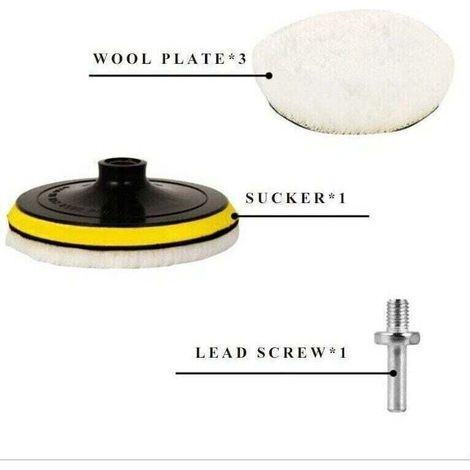 5 Pièces 150mm Tampon de Polissage en Laine, Disque Polissage Éponge de Polissage Pads Kit Polissage Voiture pour avec M14 Foret pour Perceuse pour Polissage de Voiture Meulage Cirage