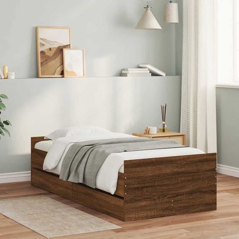 vidaXL Estructura de cama con cajones roble marrón 90x190 cm (1/5)