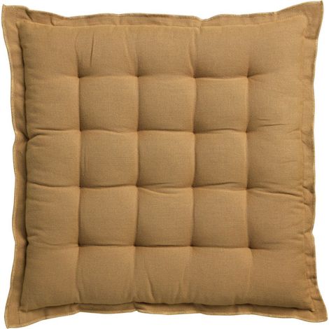 Coussin de Chaise Carré en Coton Recyclé Oeko-Tex avec Liseré Cannelle 40 x 40 x 3 cm - PANGIVO
