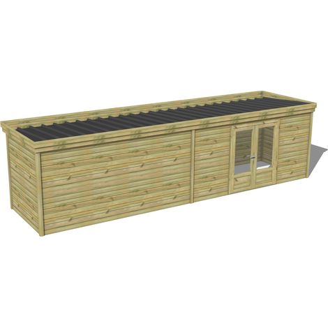 ABRI DE JARDIN bois traité 27mm, 9,1x2,1m, 19m2
