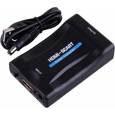 Péritel vers HDMI Adaptateur,1080p HD Convertisseur Scart vers HDMI Compatible pour NTSC PAL pour Sky HD Blu Ray PS3 TV VCR VHS, etc. (1/4)