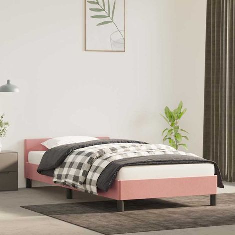 Bettgestell mit Kopfteil ohne Matratze Rosa 100x200 cm Samt (1/5)