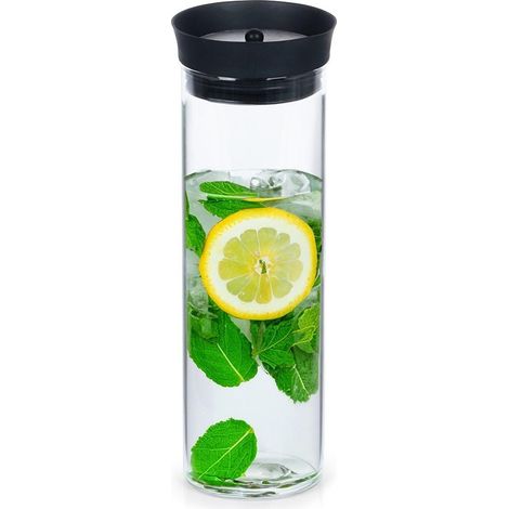 Jarra de vidrio para agua, zumos y otras bebidas con tapa hermética de 1000 ml.