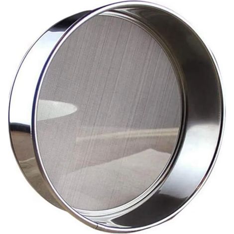 Colador de harina de acero inoxidable Colador de harina de malla fina para hornear Polvo colador Cocina de acero inoxidable Colador Premium Plata (1/4)