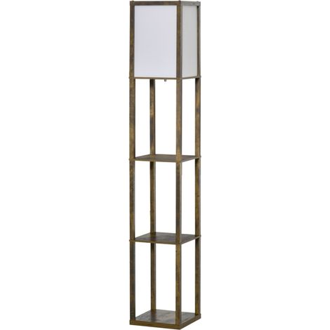 Stehlampe mit Regalen, Holz, 26x26x160 cm, für Wohn- & Schlafzimmer, ohne Glühbirne