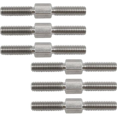 Sechskantbolzen mit Doppelgewinde M6×50 mm – 6er-Packung aus Edelstahl 304, Rechts-/Linksgewinde