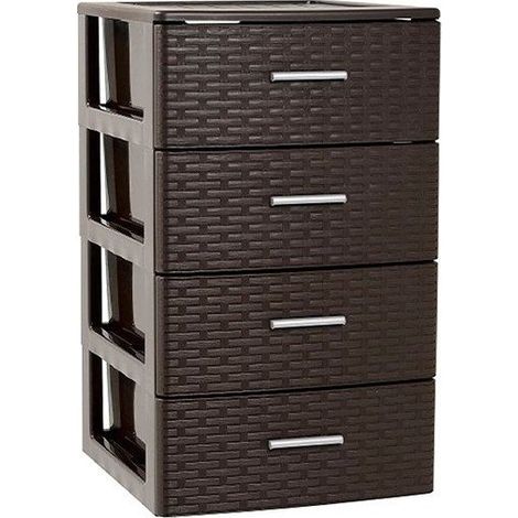 Cajonera de ordenación RATTAN de plástico Efecto mimbre Torre de almacenaje multiusos (1/5)