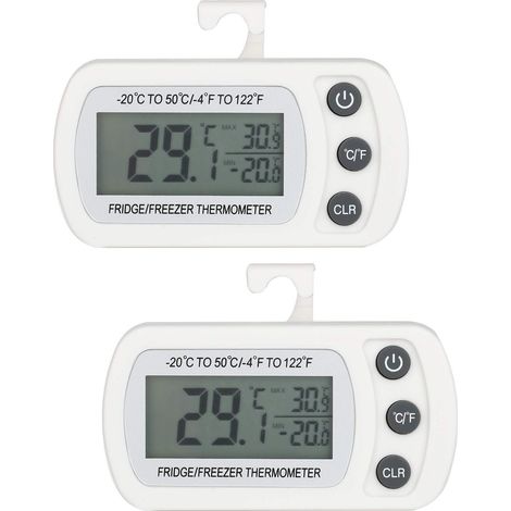 Thermometre Digital Pour Frigo Et Congelateur -20 À 50 °C - Affichage LCD Lisible - Fonction Min Max - Avec Crochet - 2 Pièces (1/5)