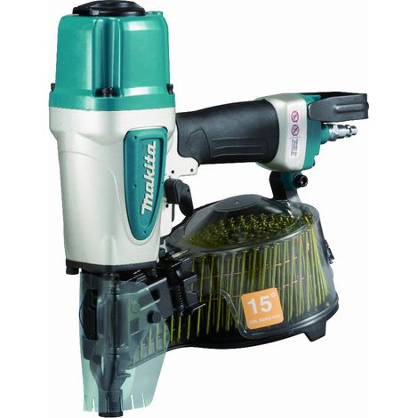 Makita – Cloueur pneumatique 8,3 bar 65mm pour clous en bois dur – 2 modes de clouage – Réglage de profondeur – AN613