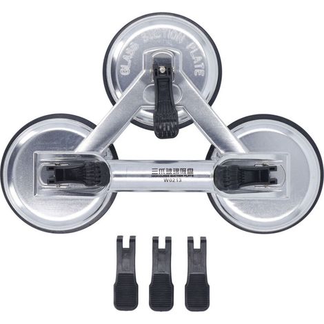 Jeffergarden Ventouse triple 170 kg, force horizontale, levage robuste, convient pour le verre, le marbre, le sol, le carrelage et les miroirs.-DOU