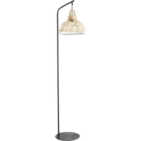 Ratan Metall -Stofflampe 40x40x160 natürlicher Bibe Metall Ratan mehrfarbig Material Farbstocklampe Details Details Details (1/4)