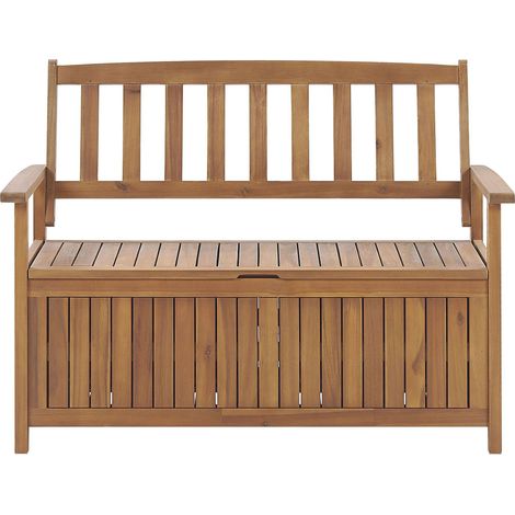 Gartenbank SOVANA 120 cm mit Stauraum Akazienholz Braun (1/5)