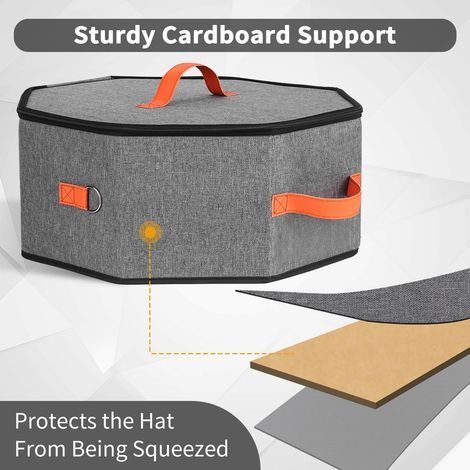 Unisex-Hutbox, verstärkter Karton, Denim-Hutbox mit 1 Türhaken, Hutaufbewahrungstasche, ideal für Reisen (grau). (1/5)