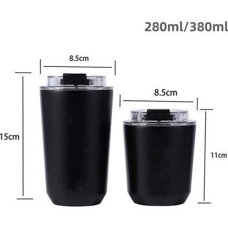 Taza térmica con tapa, Taza de viaje para café, Taza de acero inoxidable con aislamiento al vacío, Reutilizable, Color blanco roto, 380 ml (1/5)