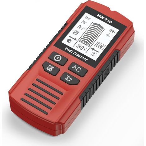 Détecteur Mural 5 en 1, Détecteur de Câbles Électriques, Détecteur de Montants avec Écran LCD et Alarme Sonore, Détecteur de métaux pour Détection de Solives de Câble en Bois, Fils AC et Câbles