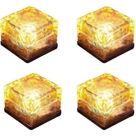 Lot de 4 lampes solaires LED pour allées en pavés de verre (blanc chaud) (1/5)