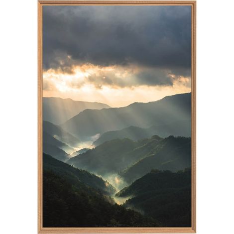 Tableau mural encadré vue de la nature 65x97 cm - Tableau Mural Décoratif - Image Encadrée Imprimée en HD - Impression 65x97 cm sur Fibres de Bois FSC - Finition Mate - Fabriqué en France (1/5)